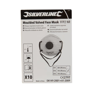 Silverline Moulded Valved Face Mask FFP2 NR Display Box 10pk FFP2 NR