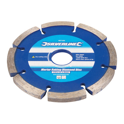 Silverline Mortar Raking Diamond Blade 2pk 115 x 22.23mm Segmented Rim