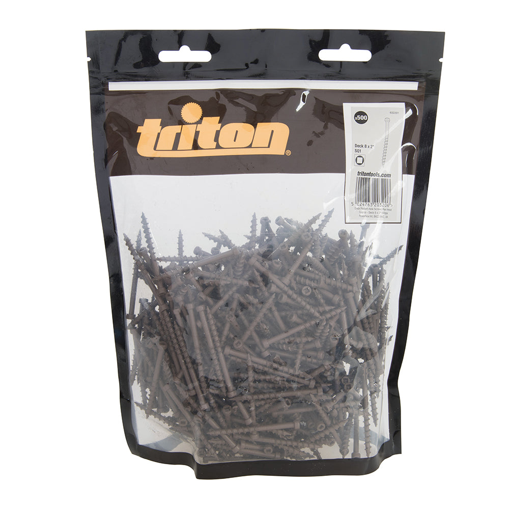 Triton Deck Pocket-Hole Screws Pan Head Coarse Deck 8 x 2" 500pk