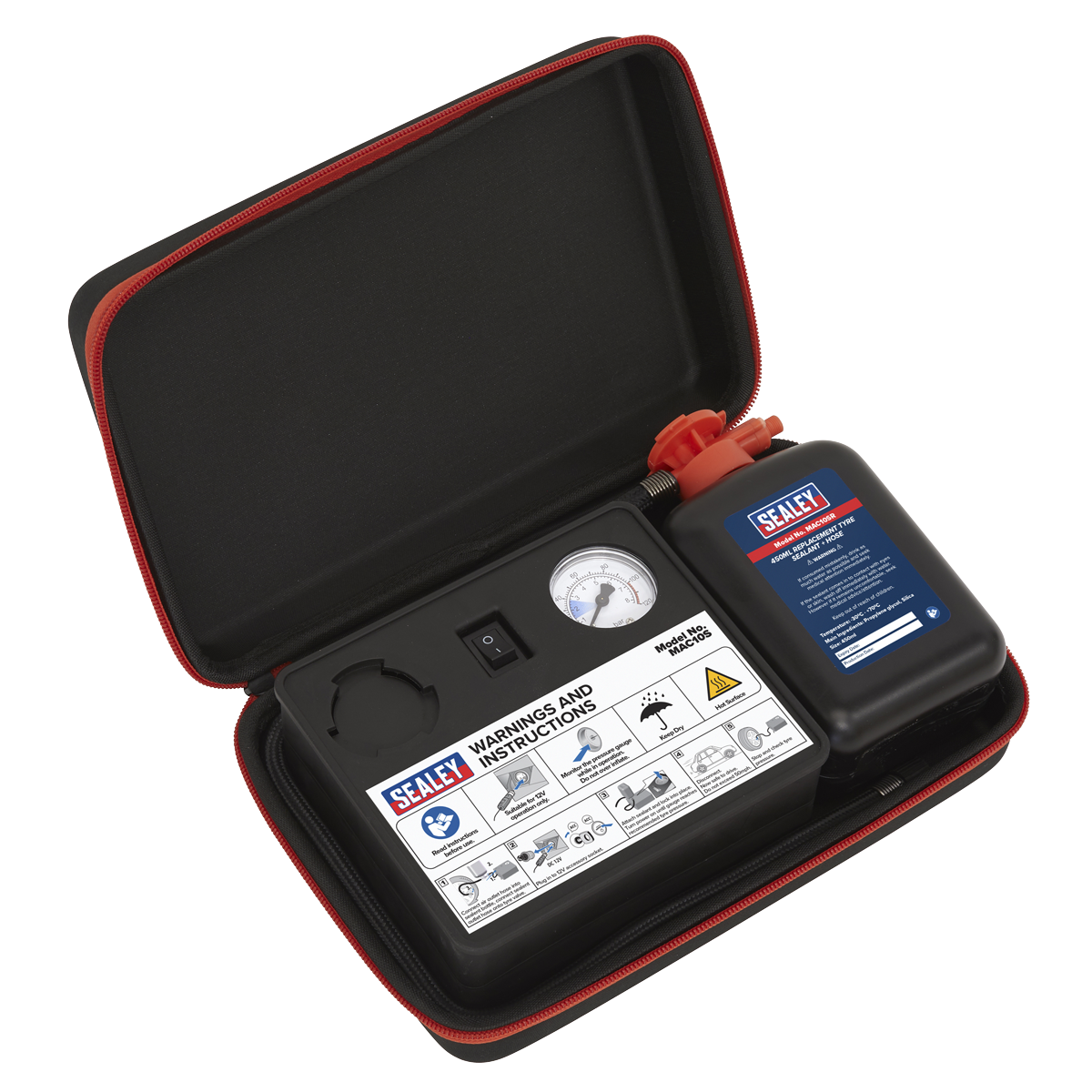 Sealey 12V Tyre Inflator & Emergency Puncture Sealant Kit MAC10S