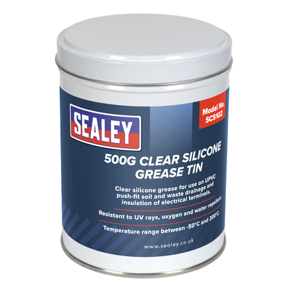 Sealey 500g Clear Silicone Grease Tin SCS102
