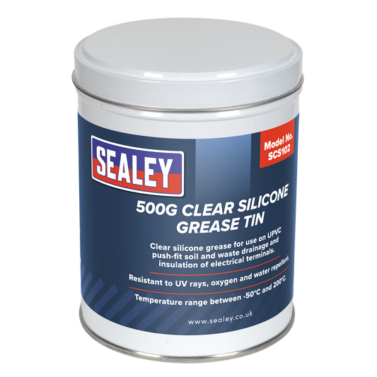 Sealey 500g Clear Silicone Grease Tin SCS102