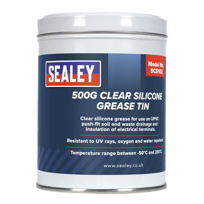 Sealey 500g Clear Silicone Grease Tin SCS102