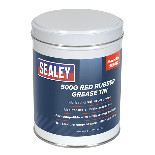 Sealey 500g Red Rubber Grease Tin SCS110