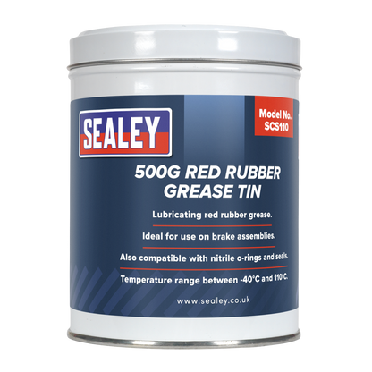 Sealey 500g Red Rubber Grease Tin SCS110